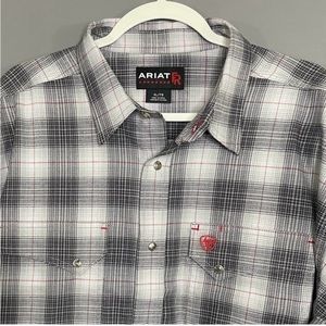 Ariat Men's FR Cogburn Snap Work Shirt Long Sleeve Charcoal Grey NWT